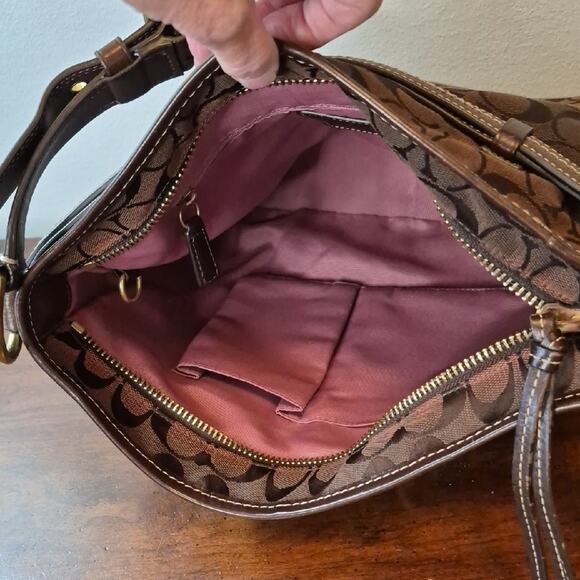 Coach Brown Signature Jacquard Shoulder Bag with Gold Hardware 12460 main image 14